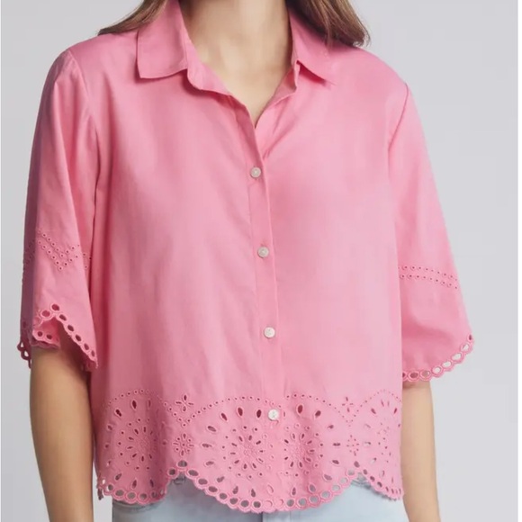 beachlunchlounge Tops - Pink Eyelet Women's Top